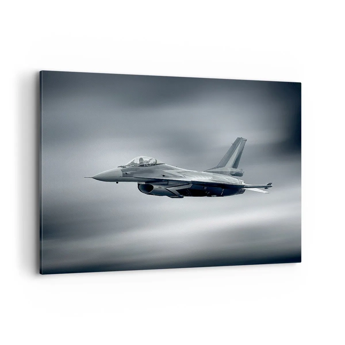Quadro su tela - Stampe su Tela - Un aereo da caccia in volo contro un cielo nuvoloso - 120x80cm - Lanci la sfida? - Decorazione murale moderna per soggiorno e camera da letto ARTTOR