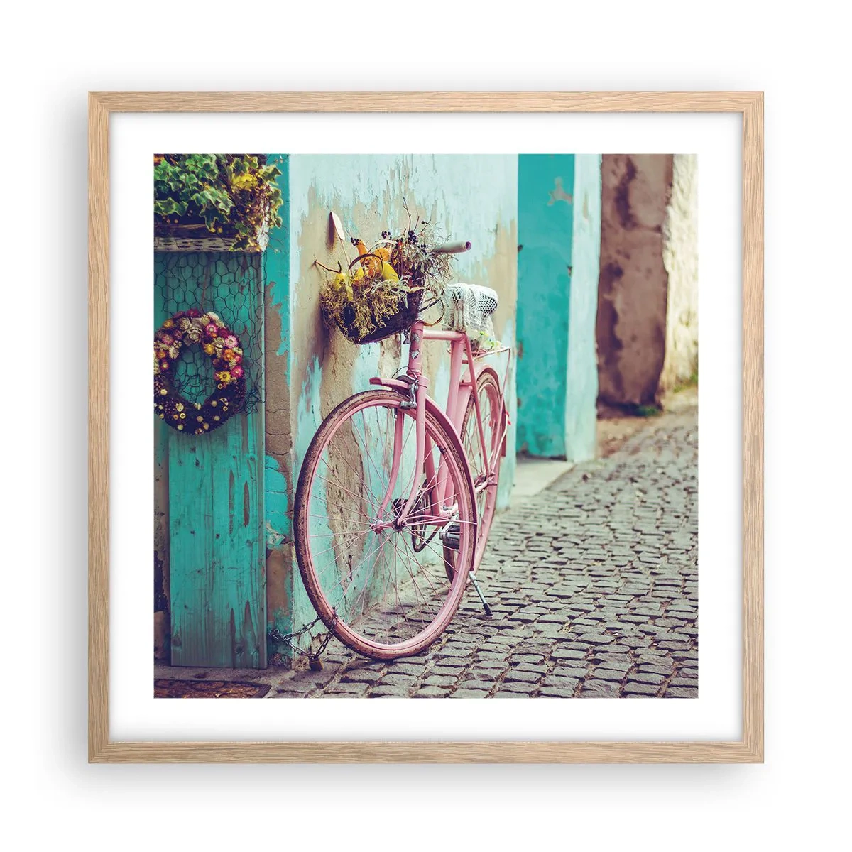 Poster in cornice rovere chiaro - Torno subito - 50x50 cm