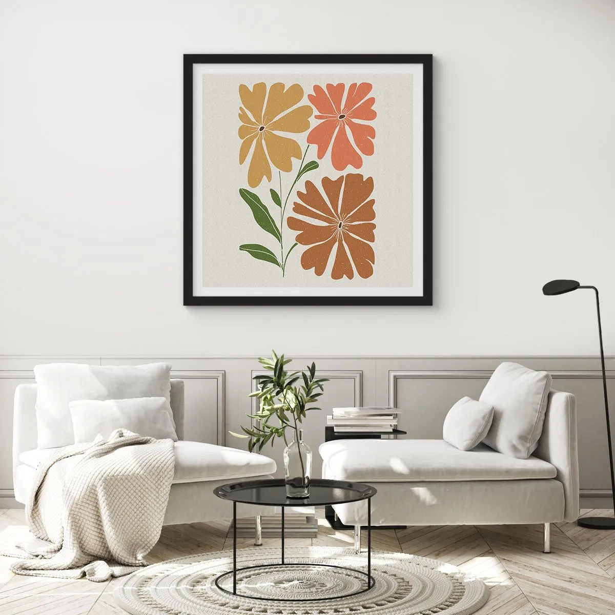Poster in cornice nera - Natura e geometria - 60x60 cm