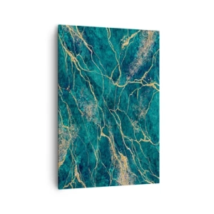 Quadro su tela - Stampe su Tela - Motivo marmoreo strutturato nelle tonalità del turchese e dell'oro - 70x100cm - La vena d'oro - Decorazione murale moderna per soggiorno e camera da letto ARTTOR
