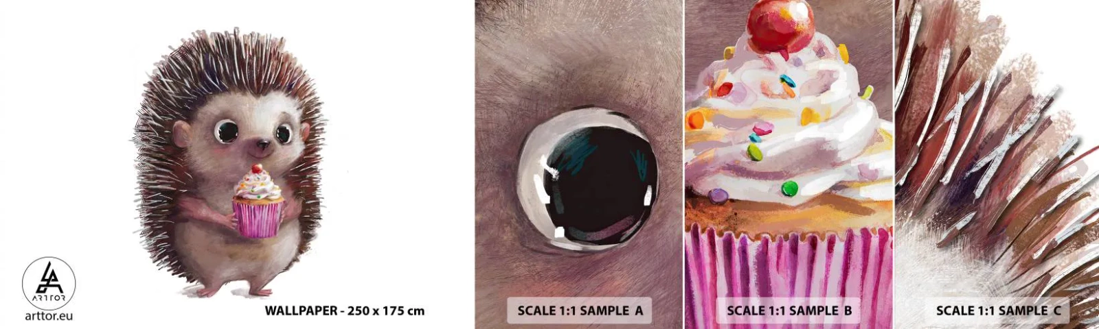 Campione Di Fotomurale Standard Eco - Festa ogni giorno - Per bambini, Riccio, Fiaba - 100x30 cm