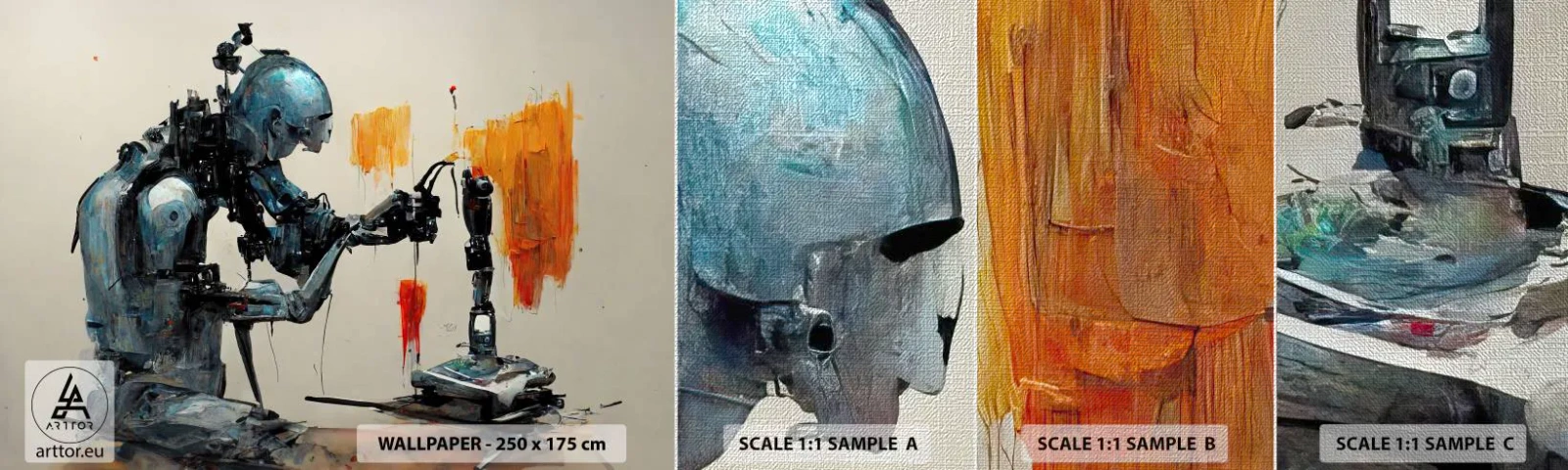 Campione di Fotomurale Premium Canvas - È già domani... - Artista, Intelligenza artificiale, Robot - 100x30 cm