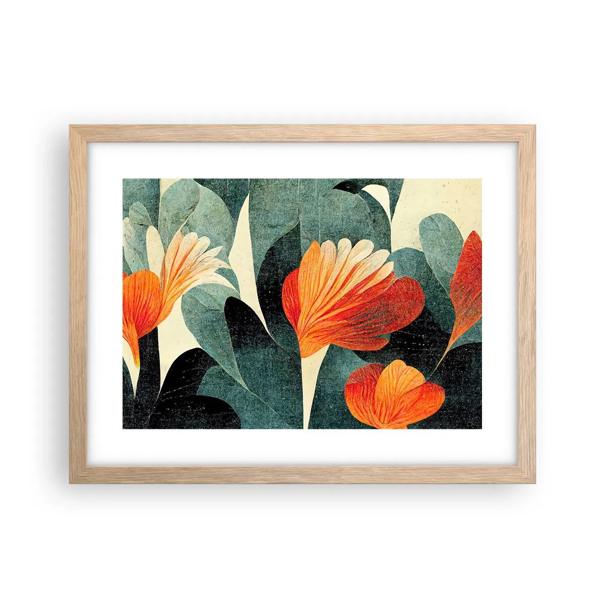 Poster in cornice rovere chiaro - Caldo dei tropici e fresco del verde - 40x30 cm