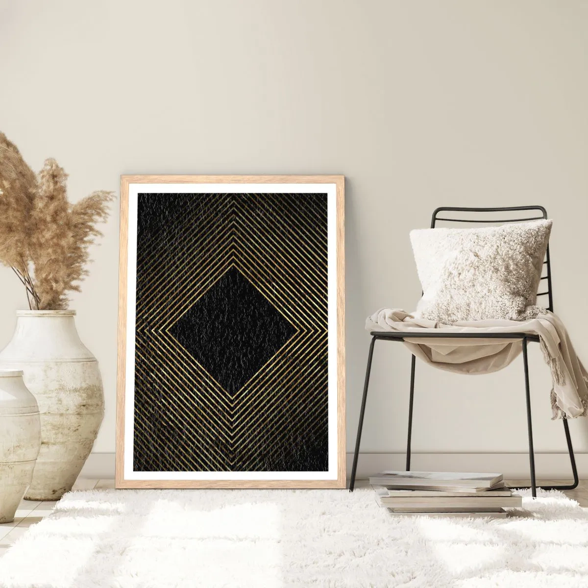 Poster in cornice rovere chiaro - Geometria in stile glamour - 70x100 cm
