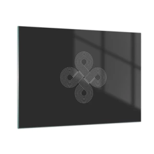 Quadro su vetro - Simbolo celtico bianco minimalista su sfondo nero - 100x70cm - Nello spirito celtico - Decorazione murale moderna per soggiorno e camera da letto ARTTOR