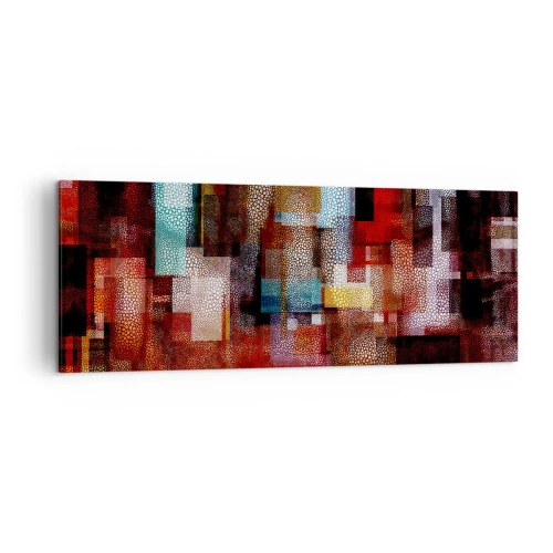 Quadro su tela - Stampe su Tela - Astrazione geometrica in intense tonalità di rosso - 140x50cm - Confusione aggrovigliata - Decorazione murale moderna per soggiorno e camera da letto ARTTOR