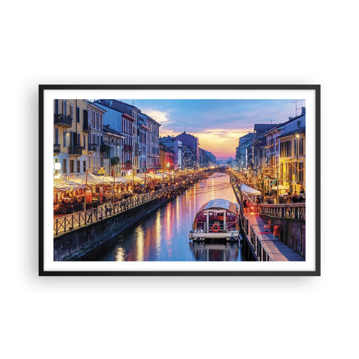 Poster in cornice nera - Sera di luce e di divertimento - 91x61 cm