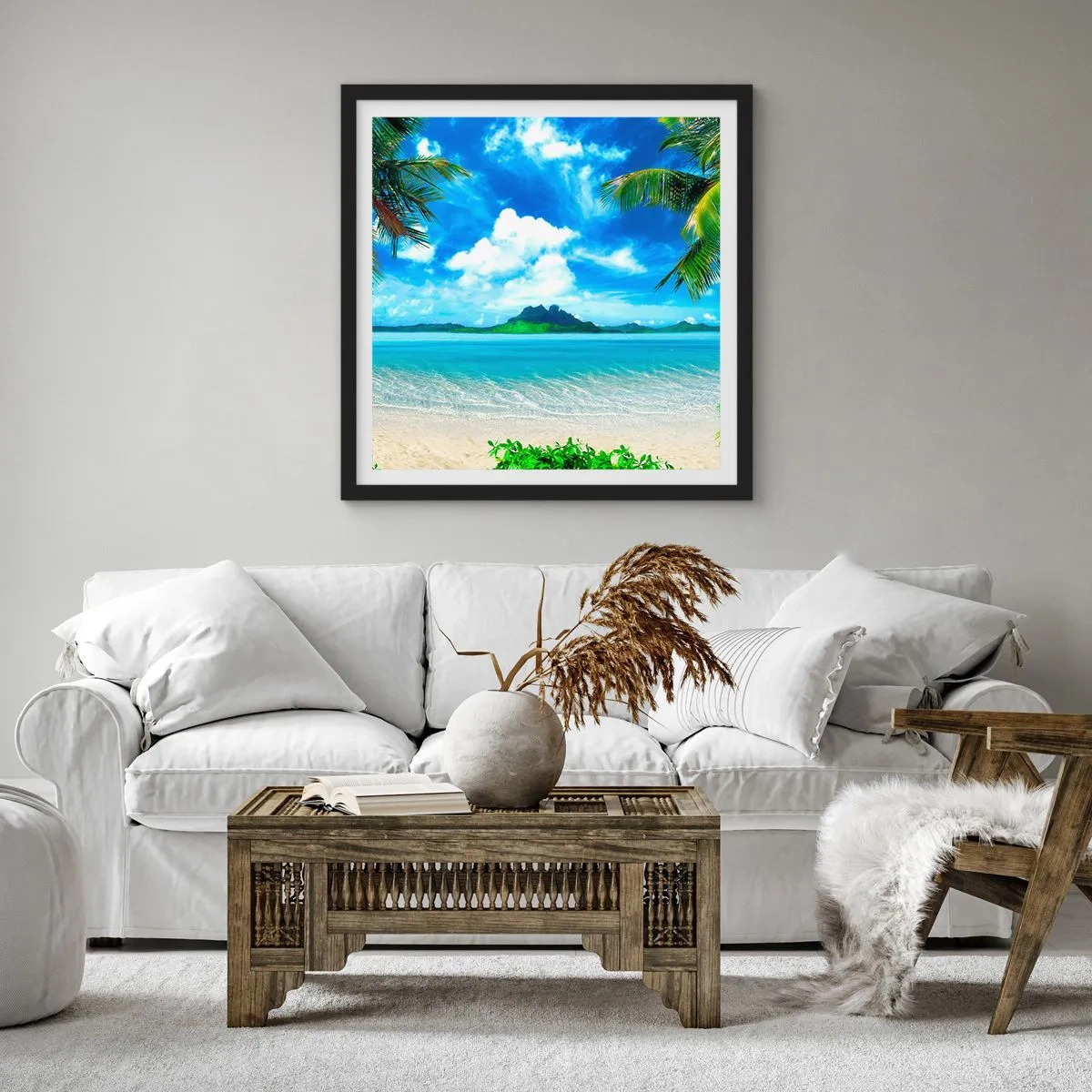 Poster in cornice nera - L'azzurro dei tropici - 60x60 cm