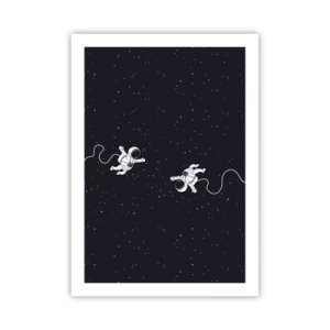 Poster - Due astronauti che fluttuano nello spazio - 50x70cm - Danza cosmica - Decorazione murale moderna per soggiorno e camera da letto ARTTOR