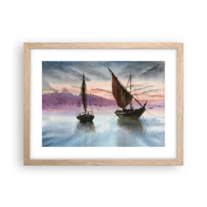 Poster in cornice rovere chiaro - La sera nel porto - 40x30 cm
