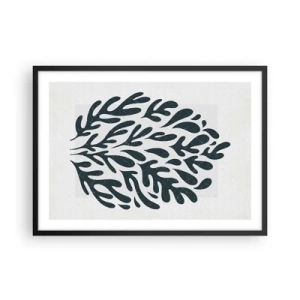 Poster in cornice nera - Motivo a foglia astratta scura su sfondo chiaro - 70x50cm - Le forme della natura - Decorazione murale moderna per soggiorno e camera da letto ARTTOR