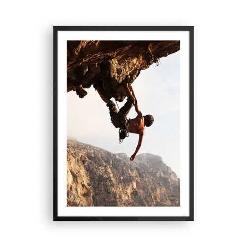 Poster in cornice nera - Arrampicata su roccia al sole - 50x70cm - Il mondo ristretto in una mano sul bordo del masso - Decorazione murale moderna per soggiorno e camera da letto ARTTOR
