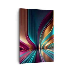 Quadro su tela - Stampe su Tela - Astrazione futuristica con colori intensi e curve - 70x100cm - Architettura di luce - Decorazione murale moderna per soggiorno e camera da letto ARTTOR