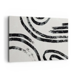 Quadro su tela - Stampe su Tela - Linee astratte in bianco e nero su uno sfondo chiaro - 100x70cm - Interrotto a metà - Decorazione murale moderna per soggiorno e camera da letto ARTTOR