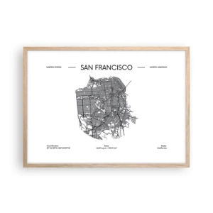 Poster in cornice rovere chiaro - Anatomia di San Francisco - 70x50 cm