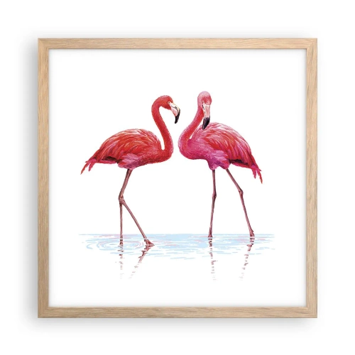 Poster in cornice rovere chiaro - Appuntamento in rosa - 40x40 cm