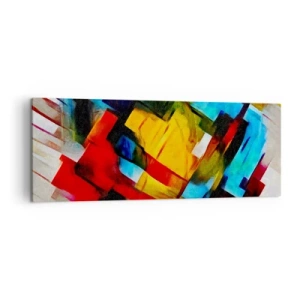 Quadro su tela - Stampe su Tela - Composizione geometrica astratta in colori vivaci - 140x50cm - Intreccio multicolore - Decorazione murale moderna per soggiorno e camera da letto ARTTOR