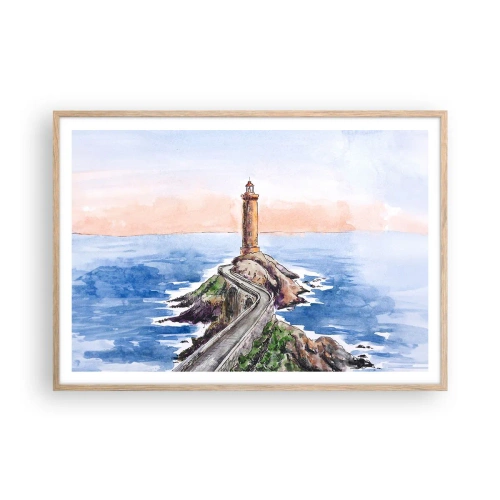 Poster in cornice rovere chiaro - Rivolto verso il mare - 100x70 cm