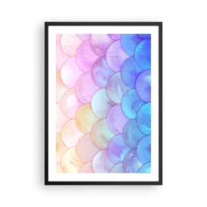 Poster in cornice nera - Una composizione pastello che ricorda le squame nelle sfumature dell'arcobaleno - 50x70cm - Scaglie perlate - Decorazione murale moderna per soggiorno e camera da letto ARTTOR