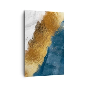 Quadro su tela - Stampe su Tela - Una composizione astratta nei toni dell'oro, del blu e del bianco. - 80x120cm - I colori dell'estate - Decorazione murale moderna per soggiorno e camera da letto ARTTOR