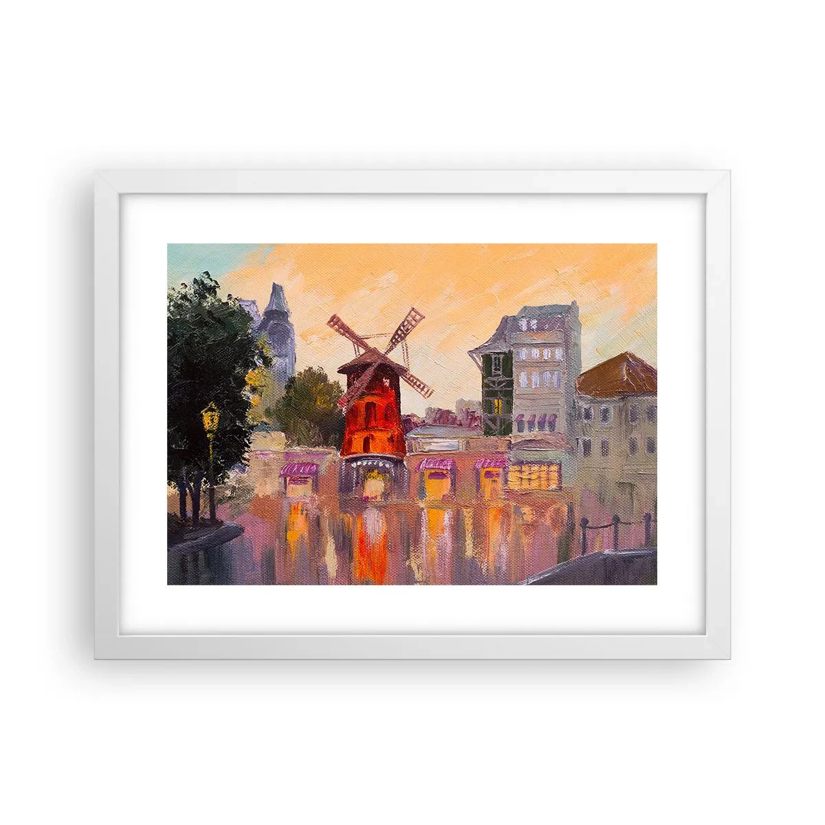 Poster in cornice bianca - Le icone di Parigi: il Moulin Rouge - 40x30 cm