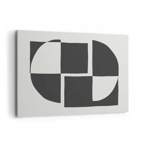 Quadro su tela - Stampe su Tela - Forme geometriche astratte in bianco e nero - 120x80cm - Antitesi - sintesi - Decorazione murale moderna per soggiorno e camera da letto ARTTOR