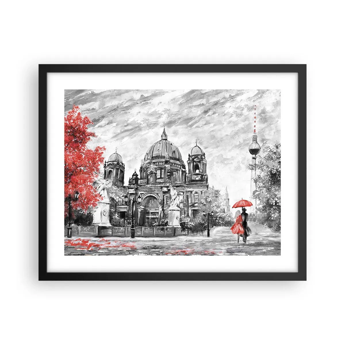 Poster in cornice nera - Incontro a Berlino - 50x40 cm