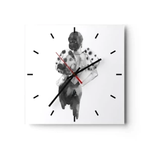 Orologio da parete - Orologio in Vetro - Illustrazione minimalista ad acquerello di una donna - 30x30cm - è passata accanto - Decorazione murale moderna per soggiorno e camera da letto ARTTOR