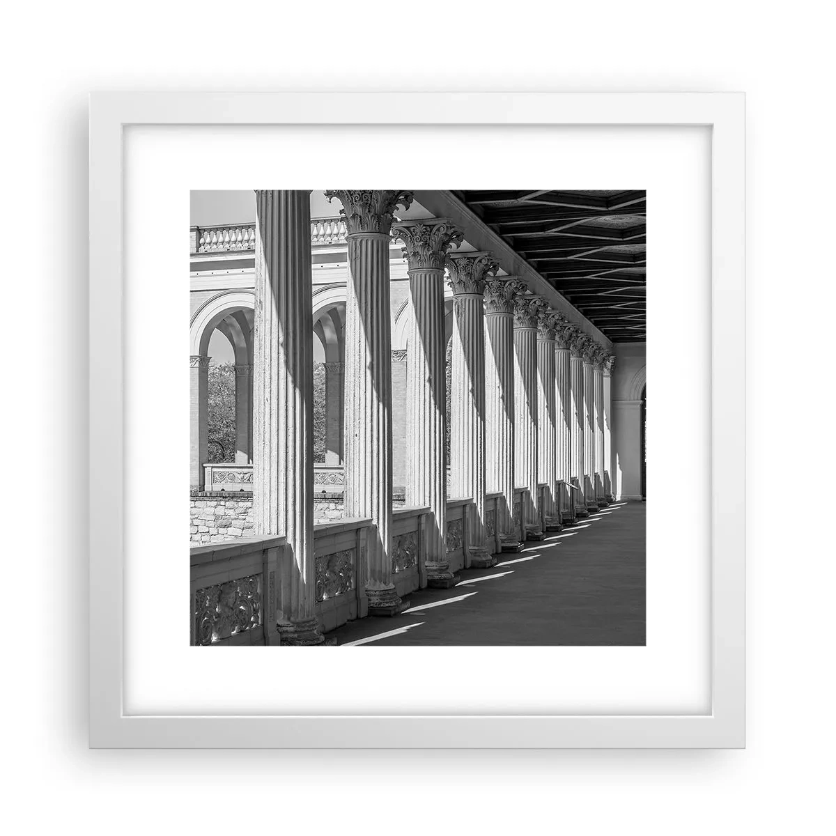 Poster in cornice bianca - Portico soleggiato - 30x30 cm
