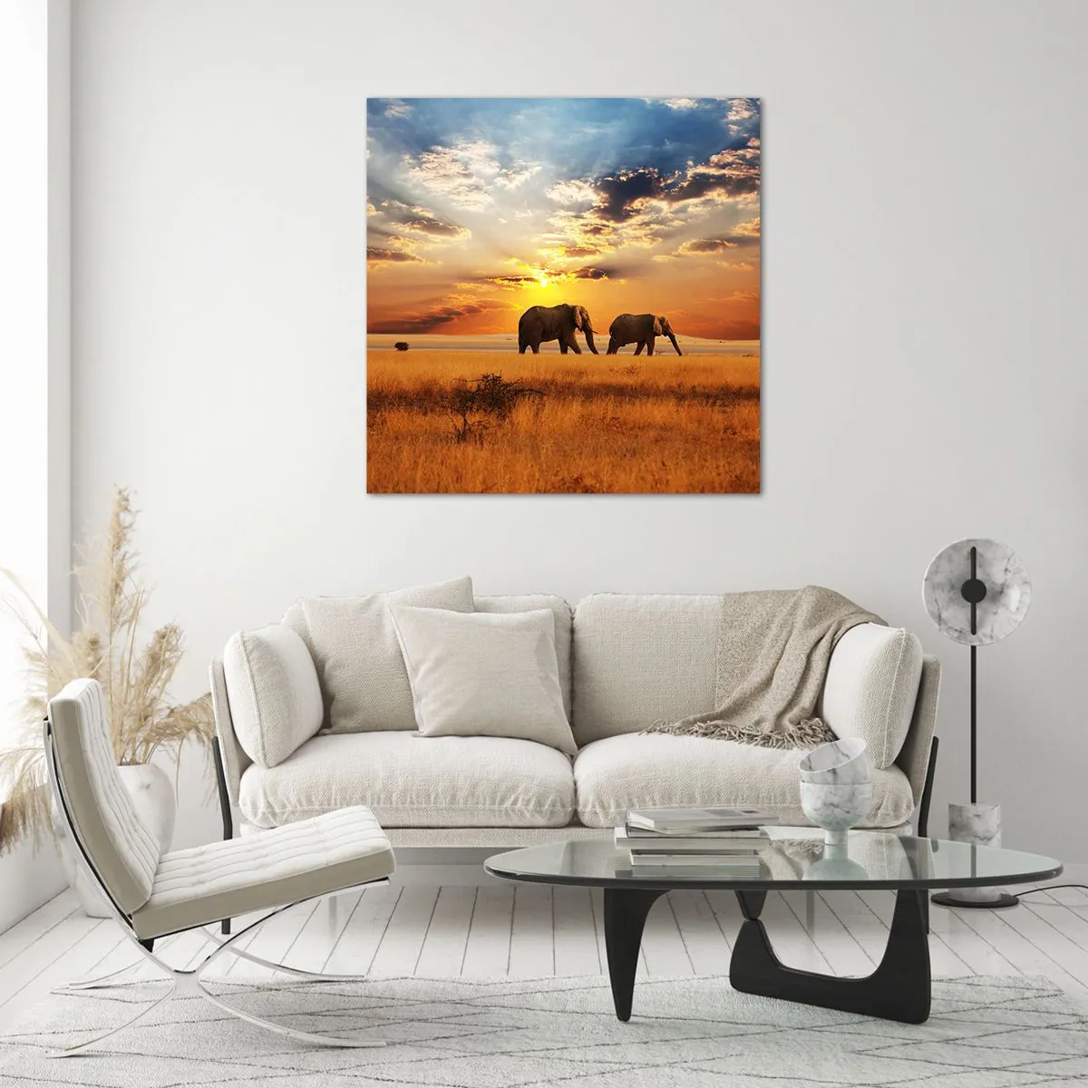 Quadro su vetro - Passeggiata familiare - 60x60 cm