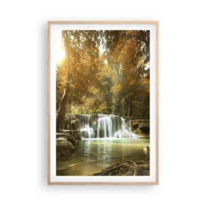 Poster in cornice rovere chiaro - Cascata nel parco - 61x91 cm
