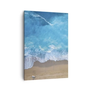 Quadro su tela - Stampe su Tela - Una vista a volo d'uccello della spiaggia e delle onde del mare - 50x70cm - La forza del blu - Decorazione murale moderna per soggiorno e camera da letto ARTTOR