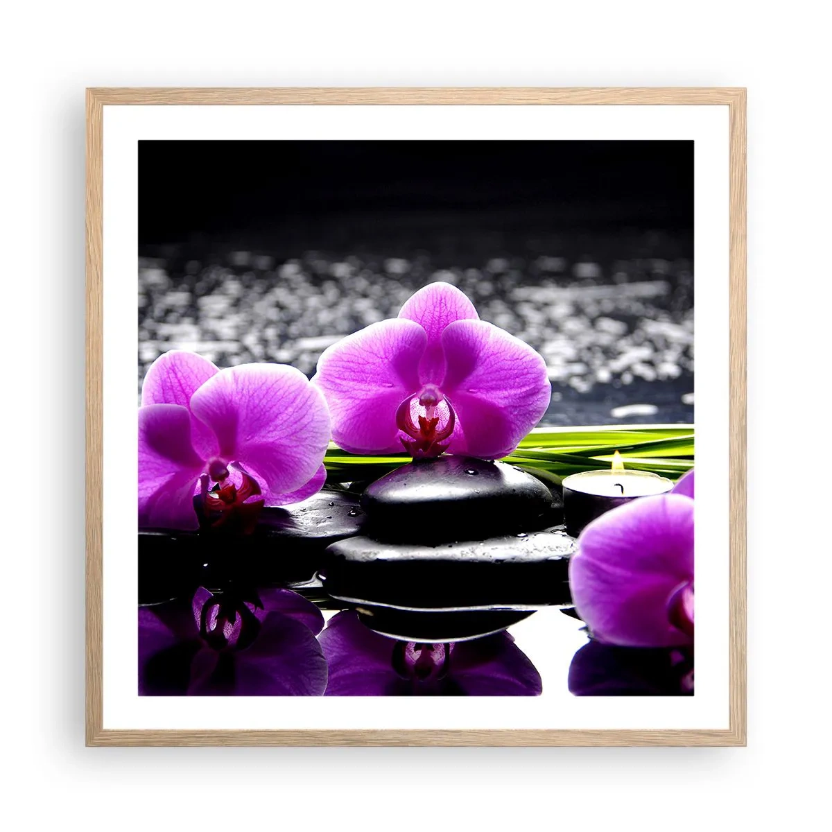 Poster in cornice rovere chiaro - Annegare nel silenzio e nella pace - 60x60 cm