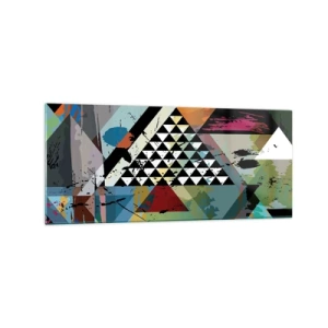Quadro su vetro - Una composizione astratta di forme geometriche e colori. - 120x50cm - Come è semplice - Decorazione murale moderna per soggiorno e camera da letto ARTTOR