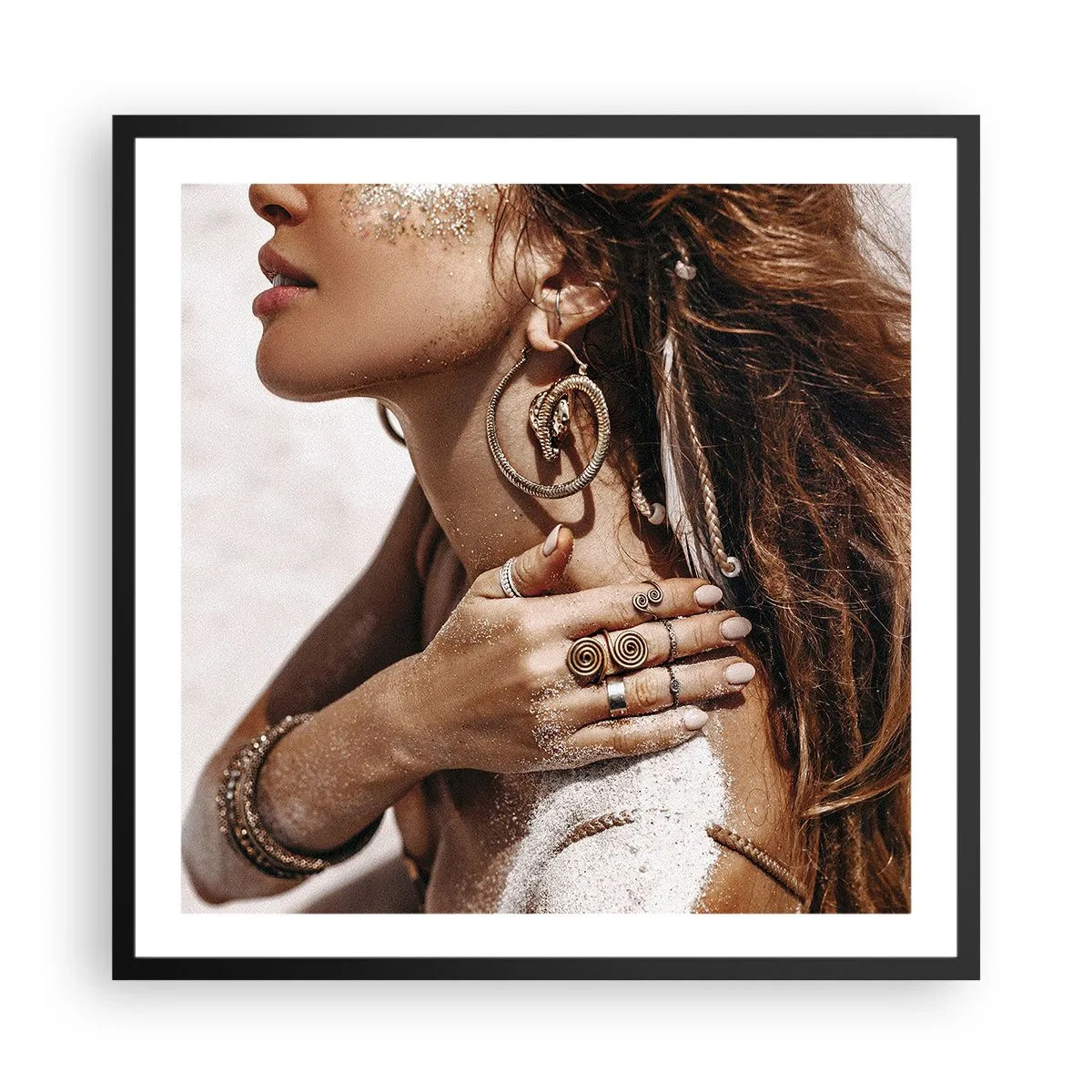 Poster in cornice nera - Regina della spiaggia selvatica - 60x60 cm