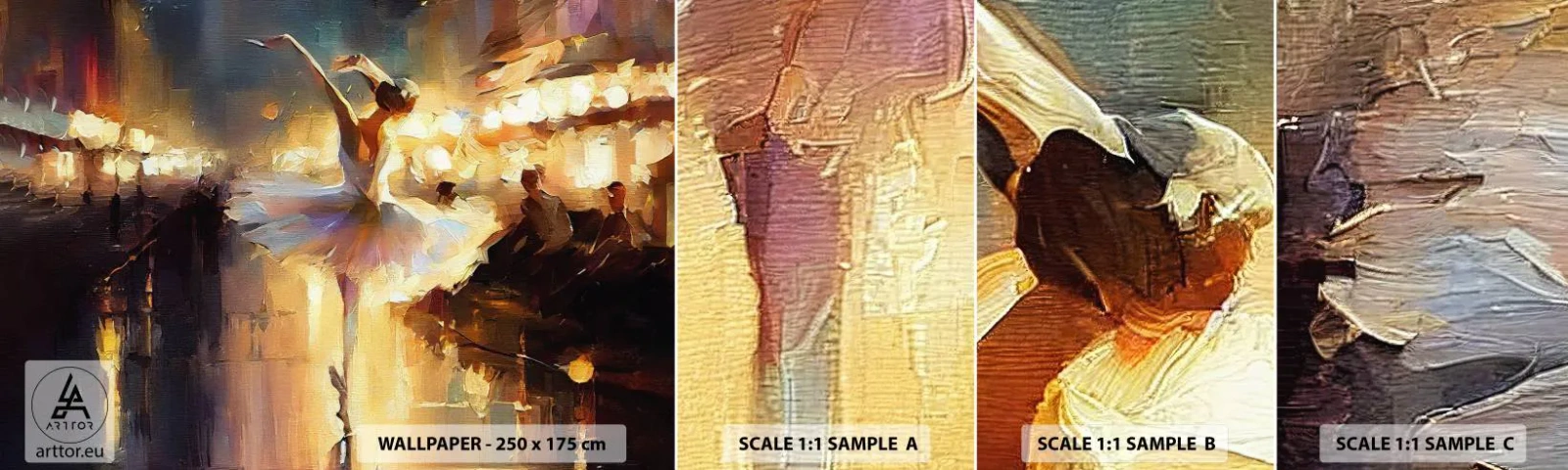 Campione Di Fotomurale Standard Eco - Miracolo nella strada - Ballerina, Danza, Colore ad olio - 100x30 cm