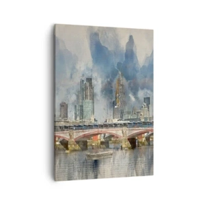 Quadro su tela - Stampe su Tela - Vista ad acquerello del ponte e dello skyline della città - 50x70cm - Londra in tutta la sua bellezza - Decorazione murale moderna per soggiorno e camera da letto ARTTOR