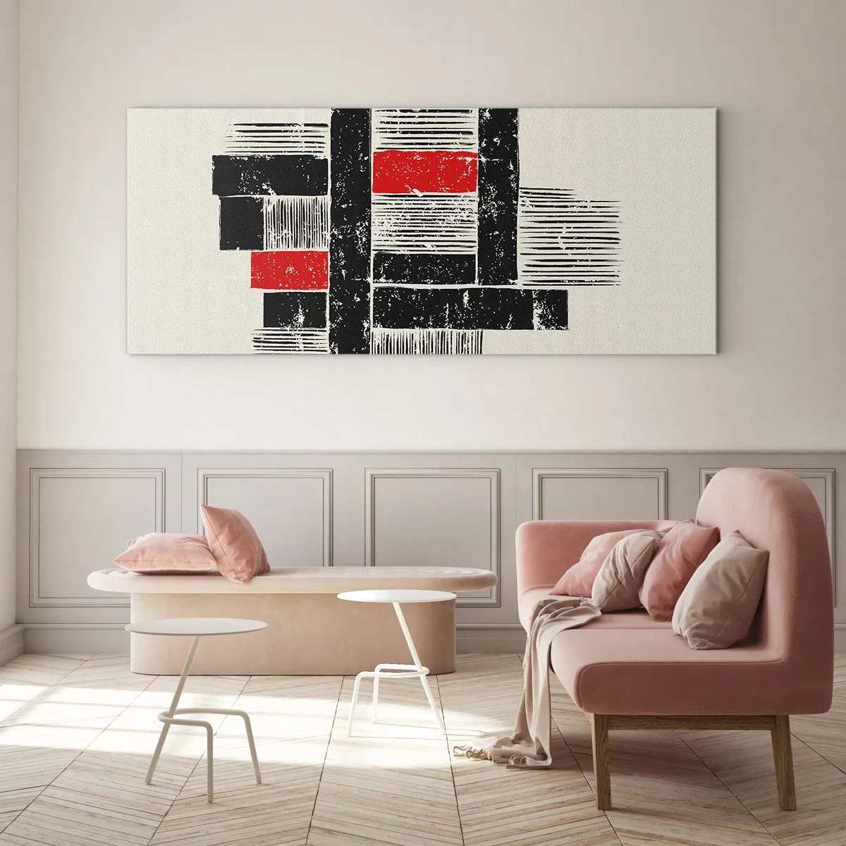 Quadro su vetro - Rosso e nero - 100x40 cm
