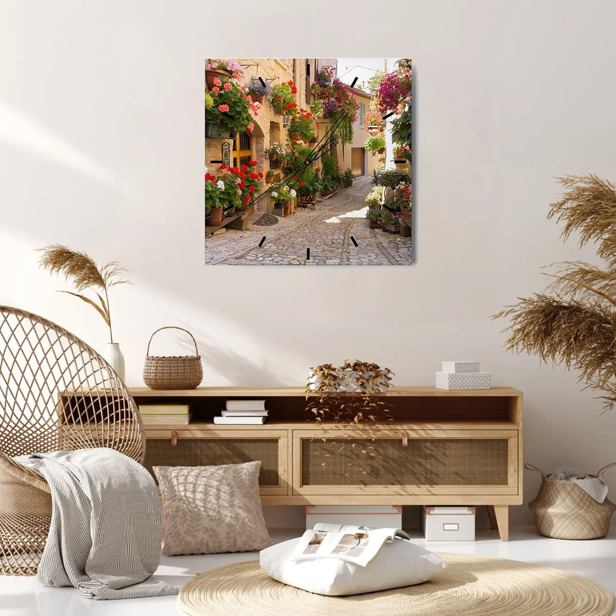 Orologio da parete - Orologio in Vetro - Un'esplosione di fiori - 40x40 cm