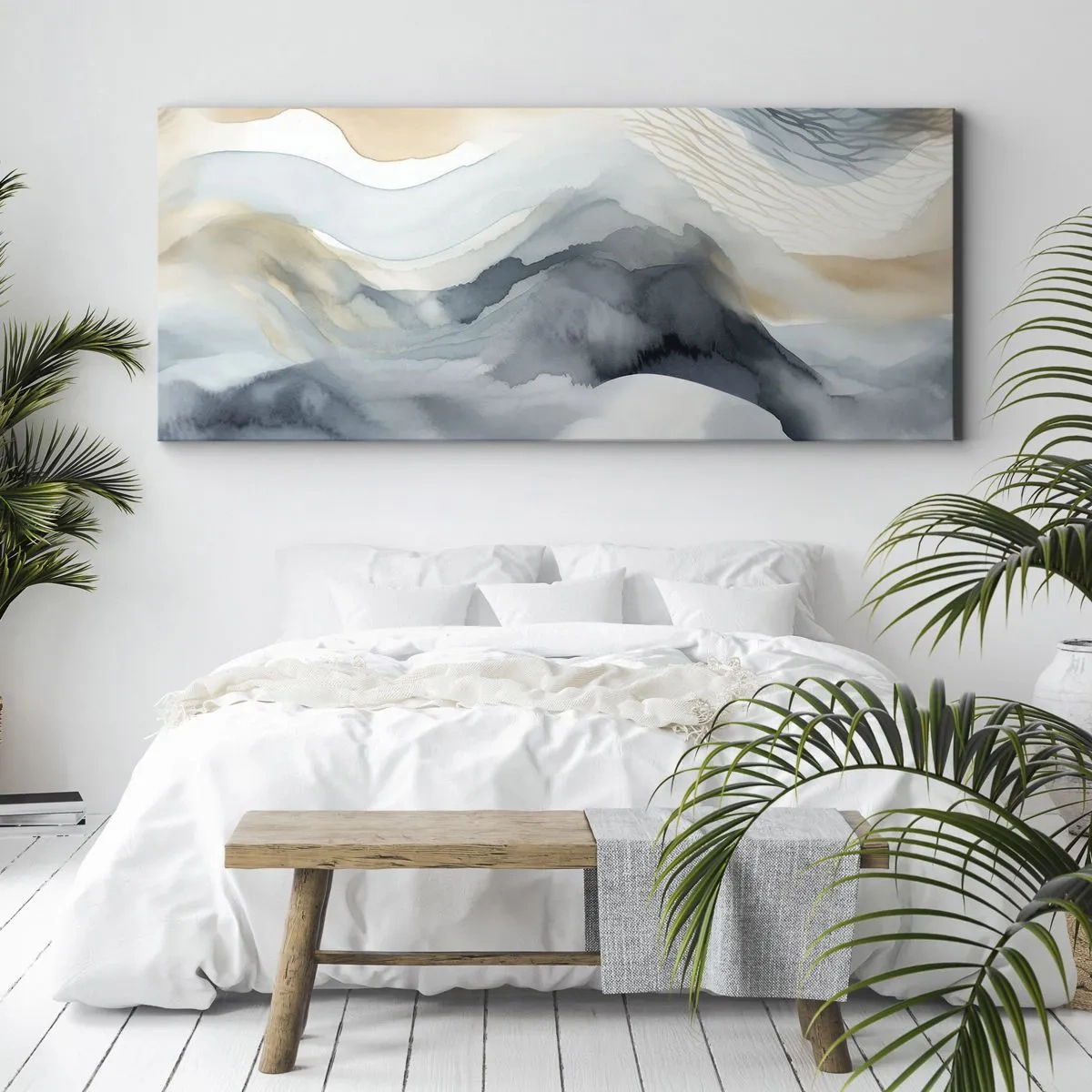 Quadro su tela - Stampe su Tela - Astrazione nevosa e nebbiosa - 100x40 cm