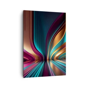 Quadro su tela - Stampe su Tela - Astrazione futuristica con colori intensi e curve - 50x70cm - Architettura di luce - Decorazione murale moderna per soggiorno e camera da letto ARTTOR
