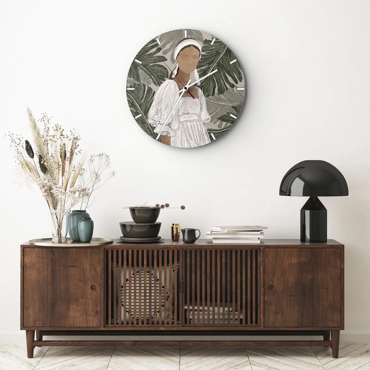 Orologio da parete - Orologio in Vetro - Ritratto esotico - 40x40 cm