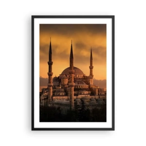 Poster in cornice nera - Moschea al tramonto con colori caldi - 50x70cm - Dio è grande - Decorazione murale moderna per soggiorno e camera da letto ARTTOR