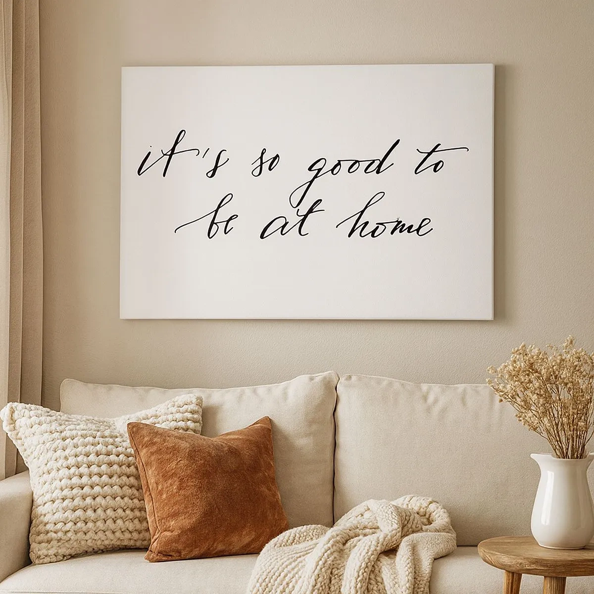 Quadro su tela - Stampe su Tela - Lettering in stile calligrafico su sfondo bianco - 70x50cm - Tutta la verità - Decorazione murale moderna per soggiorno e camera da letto ARTTOR