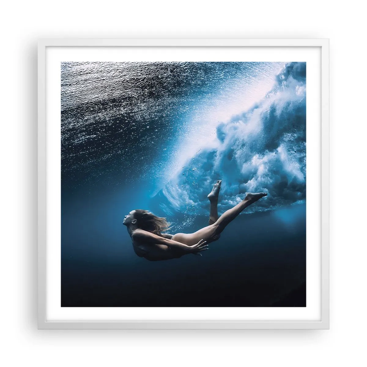 Poster in cornice bianca - Moderna sirena - 60x60 cm