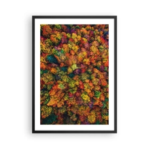 Poster in cornice nera - Una foresta colorata vista a volo d'uccello nella sua tavolozza autunnale - 50x70cm - Il bouquet degli alberi d'autunno - Decorazione murale moderna per soggiorno e camera da letto ARTTOR