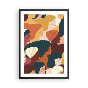 Poster in cornice nera - Grafica colorata che mostra profili femminili - 50x70cm - Solo femminilità - Decorazione murale moderna per soggiorno e camera da letto ARTTOR