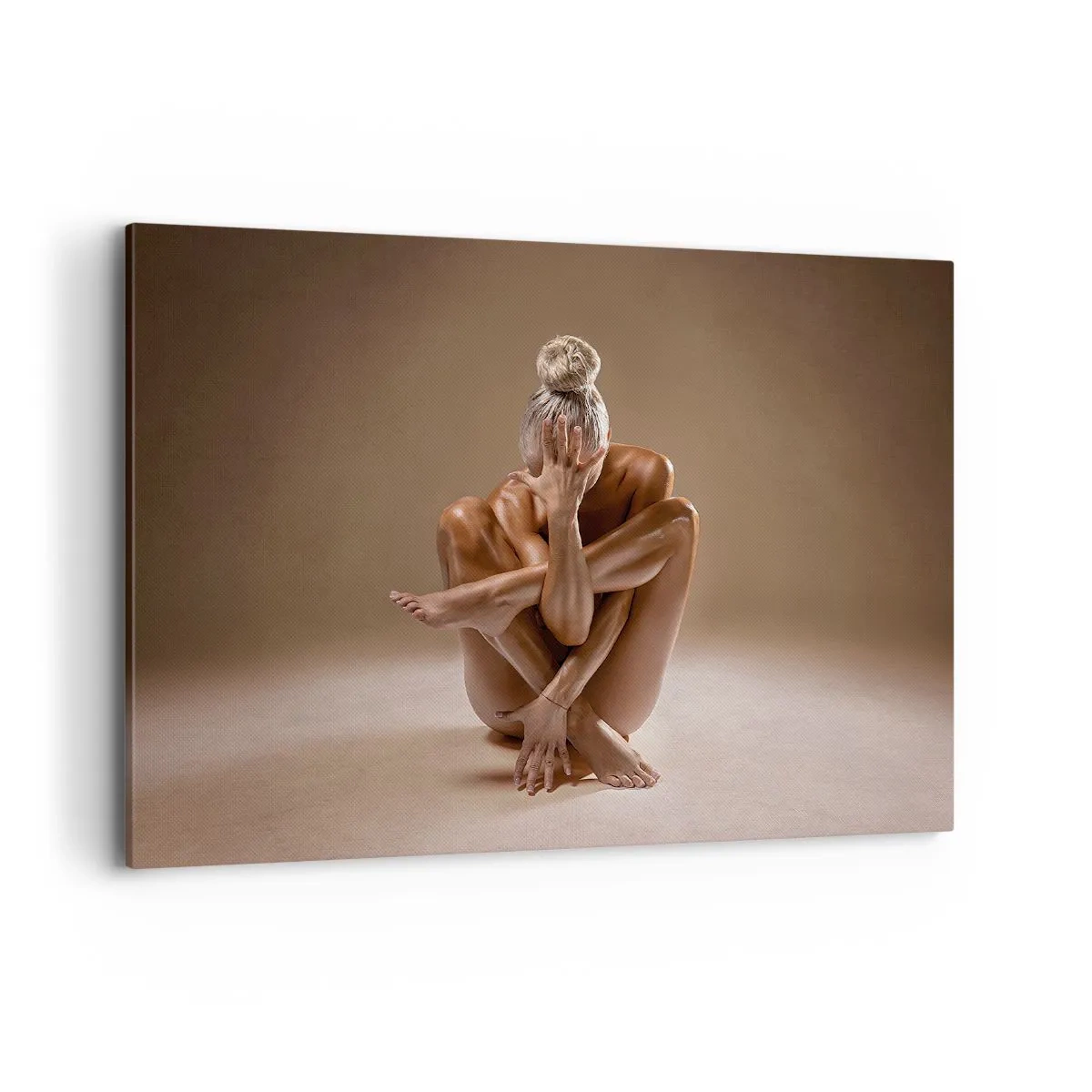 Quadro su tela - Stampe su Tela - Silhouette artistica di una donna su sfondo beige - 100x70cm - Unità di corpo e anima - Decorazione murale moderna per soggiorno e camera da letto ARTTOR