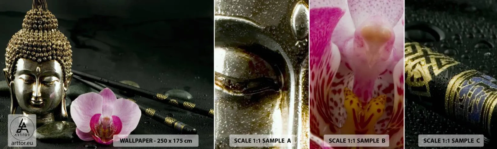 Campione Di Fotomurale Standard Eco - Armonia di saggezza e bellezza - Budda, Religione, Credenza - 100x30 cm