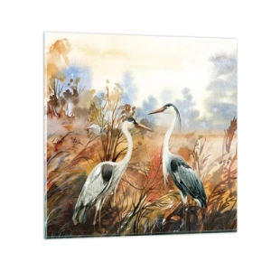 Quadro su vetro - Dove in autunno? - 30x30 cm